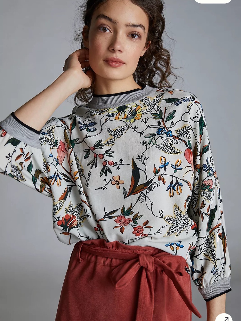 ANTHROPOLOGIE/CONDITIONS APPLY Zamora Botanical Print Top, Size Extra Large.